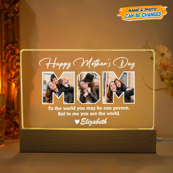 Custom Photo Happy Mother's Day Acrylic Plaque LED Night Light