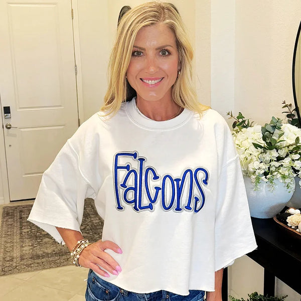 Personalized Cropped Double 3D Puff Embroidered Sweatshirt/T-Shirt