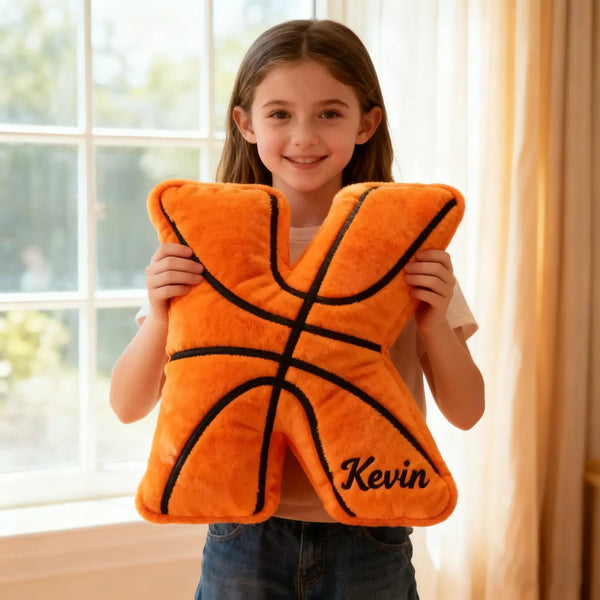 Personalized Graphic3DPrint Basketball Letter Shaped Pillow with Custom Name for Sports Fans