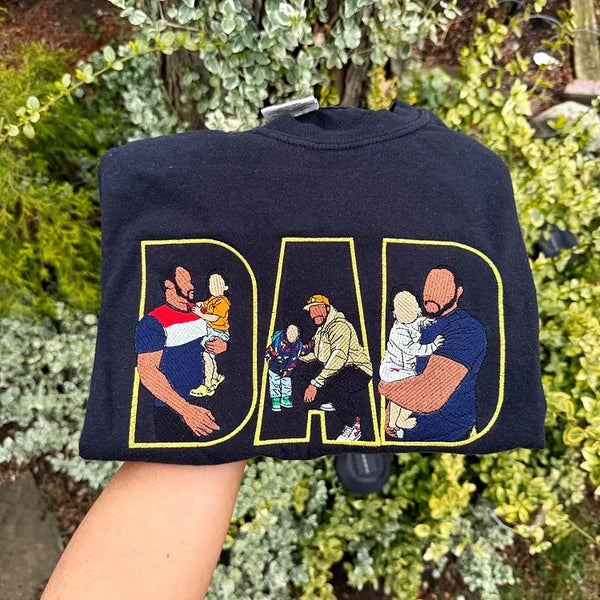 Custom Family Embroidered Portrait Sweatshirt – Gift for Papa, Dad or Mama