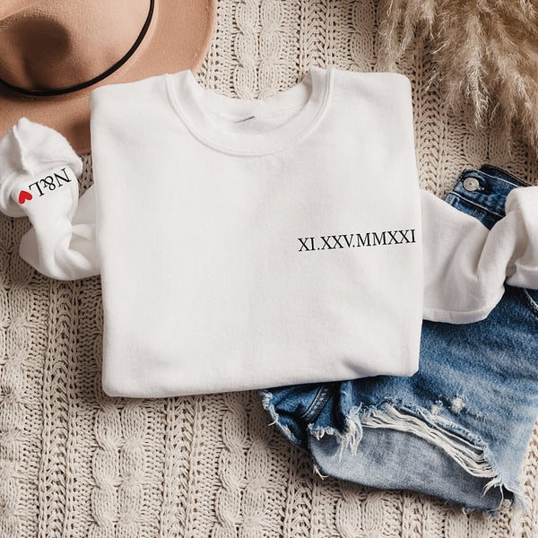 Personalized DTF Printing Roman Numeral Date Couple's Sweatshirt