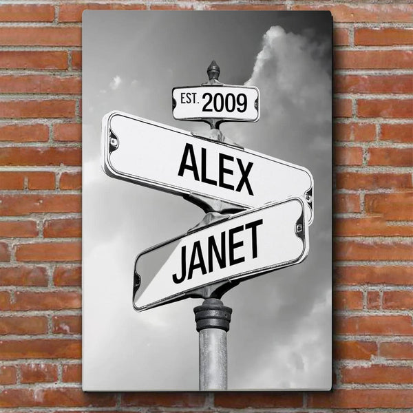 [Online Preview]Classic Crossroad of Love | Custom Anniversary Couple Canvas