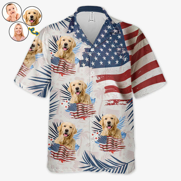 Custom Photo Summer Is A State Of Mind - Dog & Cat Personalized Patriotic Tropical Hawaiian Aloha Shirt - Independence Day, 4th Of July, Gift For Pet Lovers