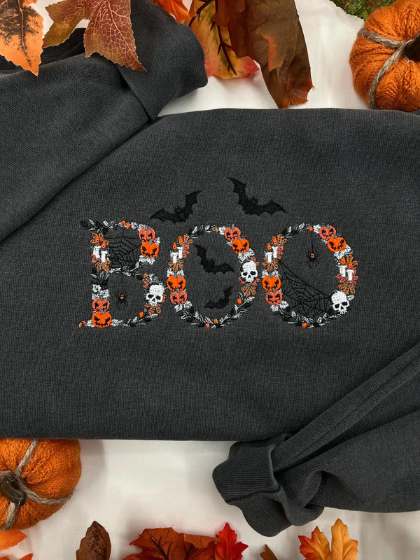 Custom Halloween Embroidered Boo Sweatshirt