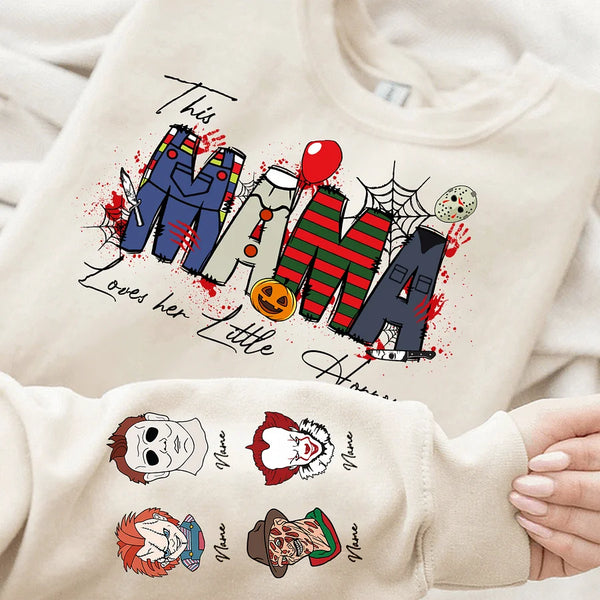 Custom This Mama Loves Her Little Horrors Sweatshirt, Halloween Gift for Mom