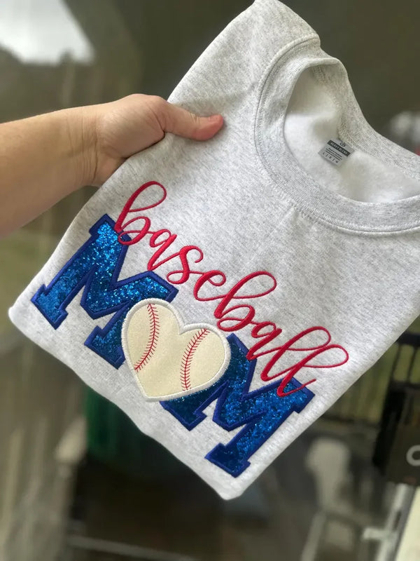 Sports Mom Glitter Embroidered T-shirt, Sweatshirt