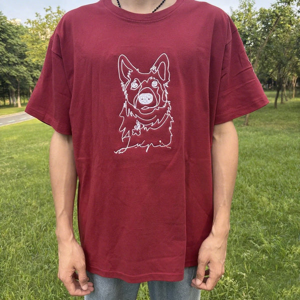 Custom Pet Outline Embroidered Hoodie – One-Line Stitch Art Sweatshirt/Tee