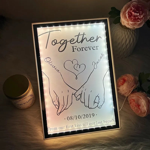 [Online Preview]Together Forever From Our First Kiss Till Our Last Breath Custom Vertical Frame Light Box