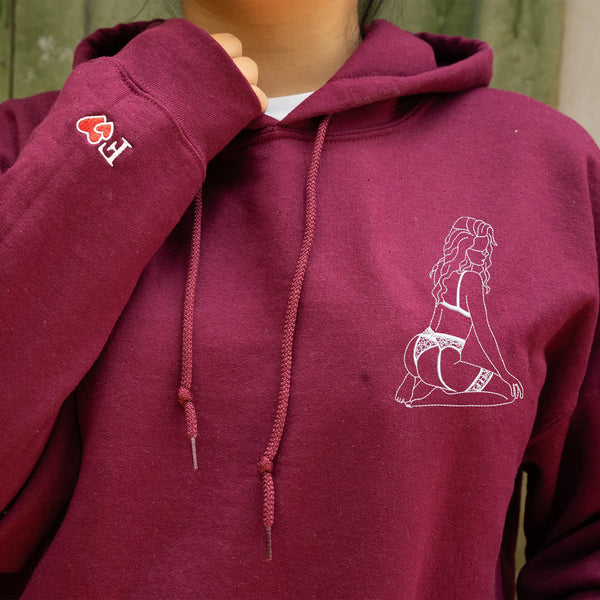 Embroidered Spicy Sweatshirt for Boyfriend, Custom Portrait Sweatshirt From Your Photo