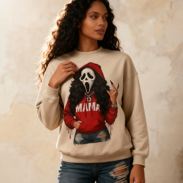 Custom Horror Ghost MAMA Sweatshirt - Different Pose & Skin Tones