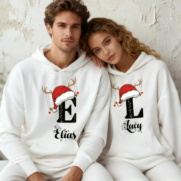 Family Christmas Name Sweatshirt, Custom Monogrammed Family Christmas Hoodie