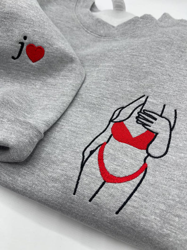 Custom Embroidered spicy Portrait Sweatshirt, Custom Couple Portrait, Spicy Sweatshirt with Photo, Gift For Boyfriend,Spicy hoodie