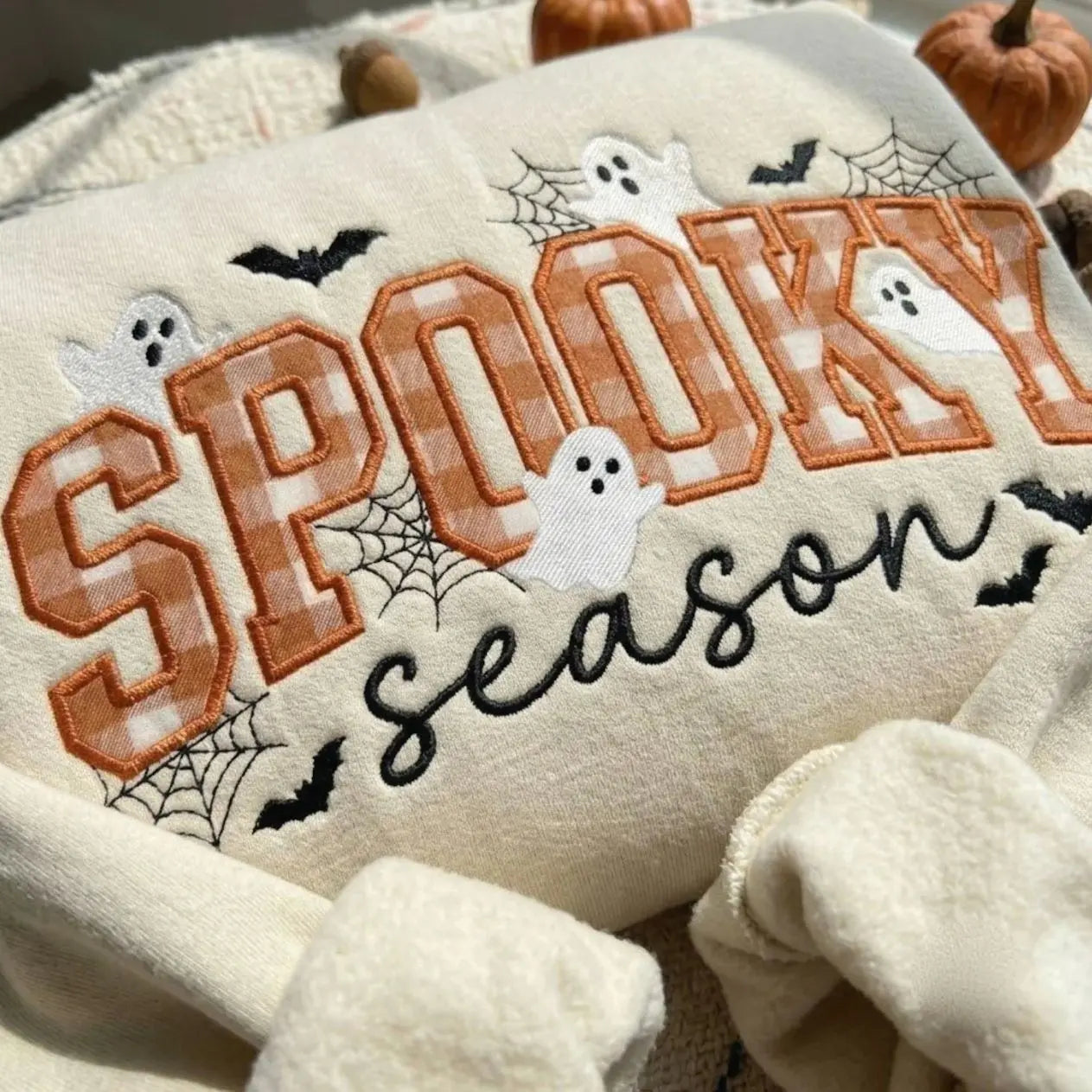 Spooky Season Embroidered Sweatshirt, Coquette Halloween Crewneck, Str