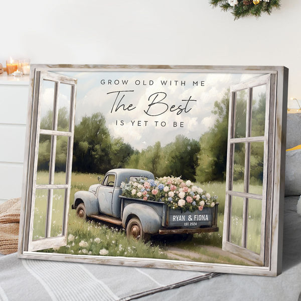 [Online Preview]Personalized Vintage Art for Couples Wedding Anniversary Gift Canvas Print