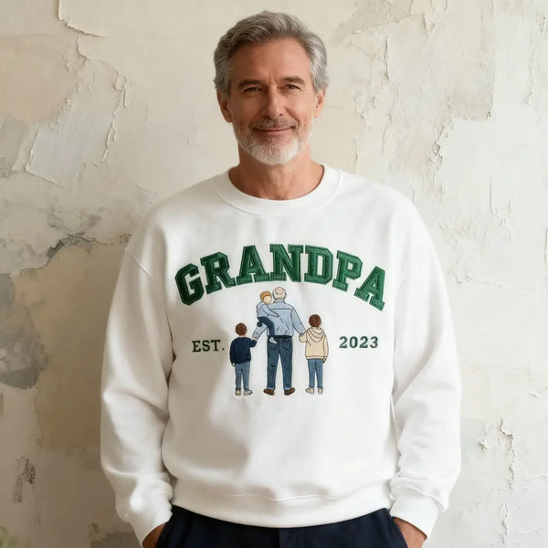 Custom Embroidered Sweatshirt with Photo – Personalized Dad Mama Shirt, Family Name Sweater,Custom Parent Photo Shirt, Est. Year Sweater