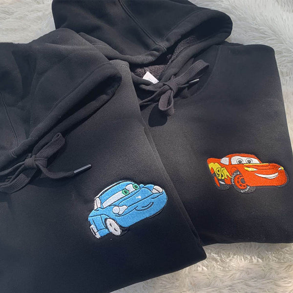 Custom Embroidered Lovely Car Couple Characters Sweatshirt