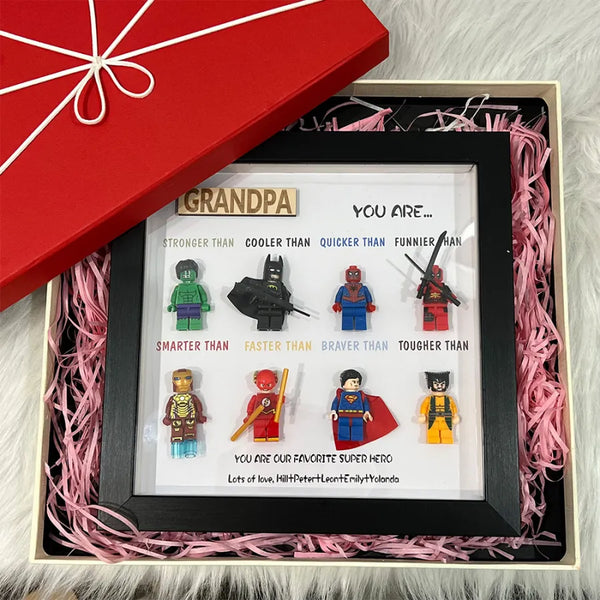 Dad You Are Our Favorite Superhero-Custom 8 Superhero Figures Led Light Box Frame