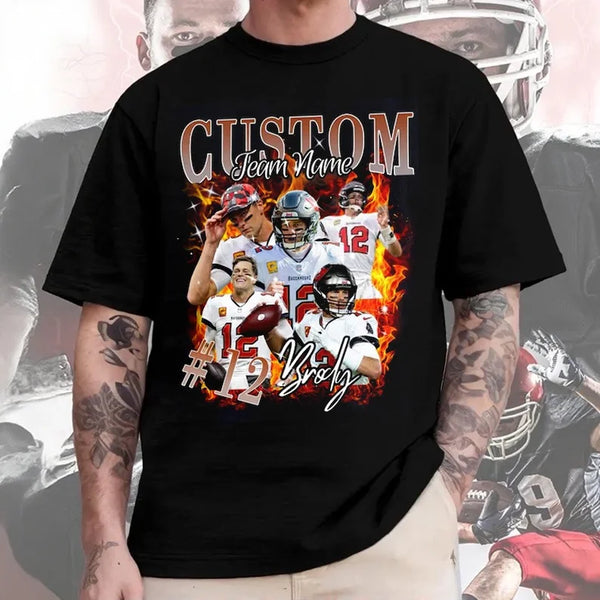 Custom #1 Fan Tee🏆Custom Football Vintage Sport Lover Photo Tee