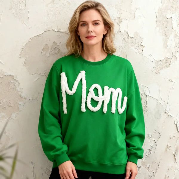 Custom Embroidered Cozy Chenille Yarn Sweatshirt, Christmas Gift For Mom/Grandma