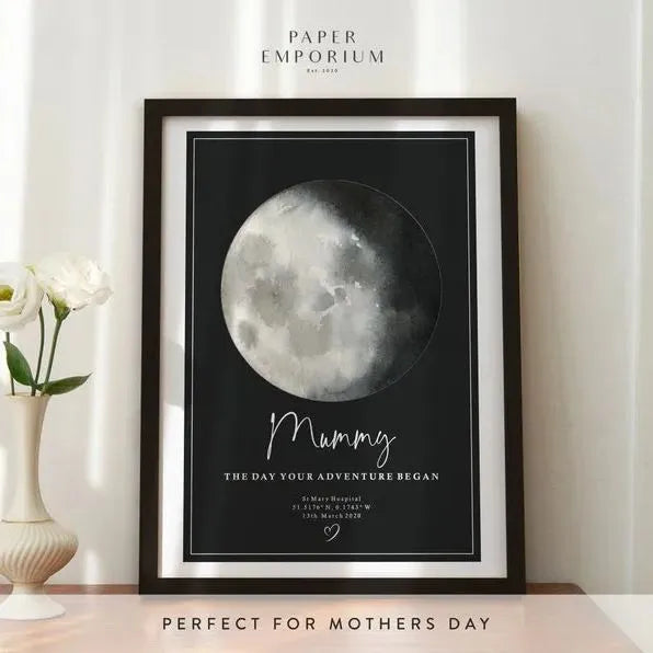 Custom Moon Phase With Custom Text & Date - Commemorative Gift for Mom Grandma Mum