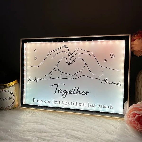 Custom LED Light Box - Personalized Couple Gift with Romantic Quote, Anniversary, Wedding, Valentine's Day Present