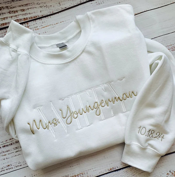 Wifey Sweatshirt, Wife Sweatshirt, Future Sweatshirt, Gift for Her, Bride Sweatshirt, Embroidered Sweatshirt, Custom Embroidered Sweatshirt