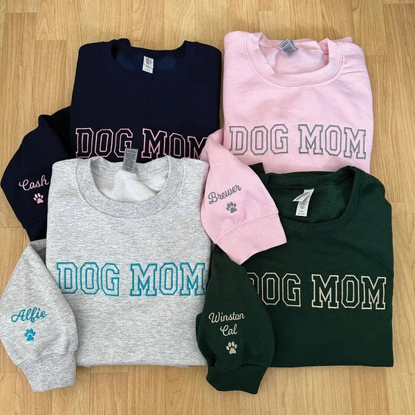 Custom Embroidered Dog Mom Sweatshirt – Personalized Gift for Dog Lovers