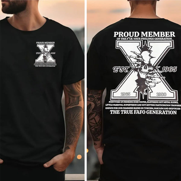 Custom Year Gen X Shirt,GenX Skull 2 Side T-shirt, Vintage GenX 1965-1980 Shirt