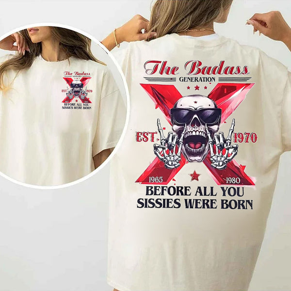 Custom The Badass Generation X Skull T-shirt, Custom Est 1965-1980 Gen X Top