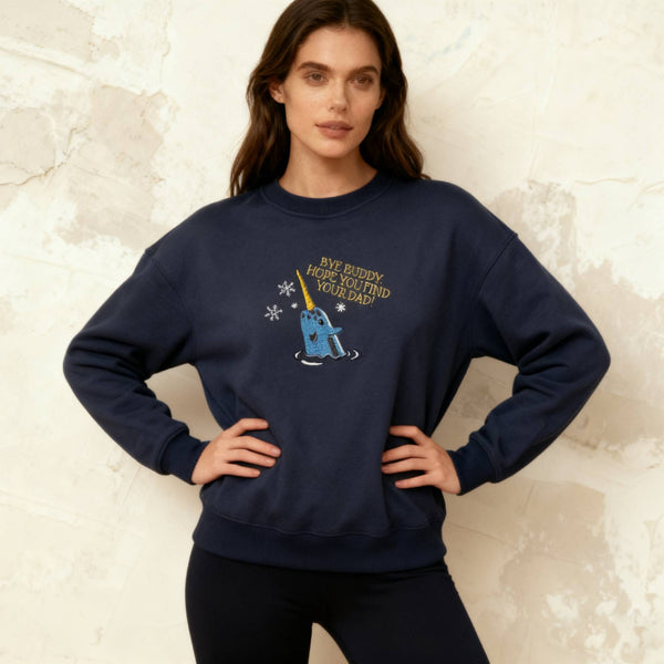 Narwhal Bye Buddy Elf Christmas Embroidered Sweatshirt/T-Shirt