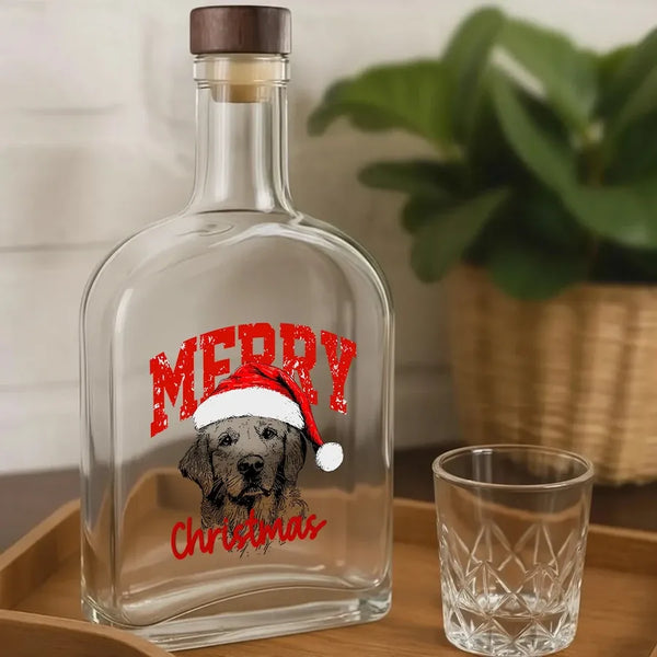 Custom Pet Portrait Christmas Blessing Whiskey Bottle