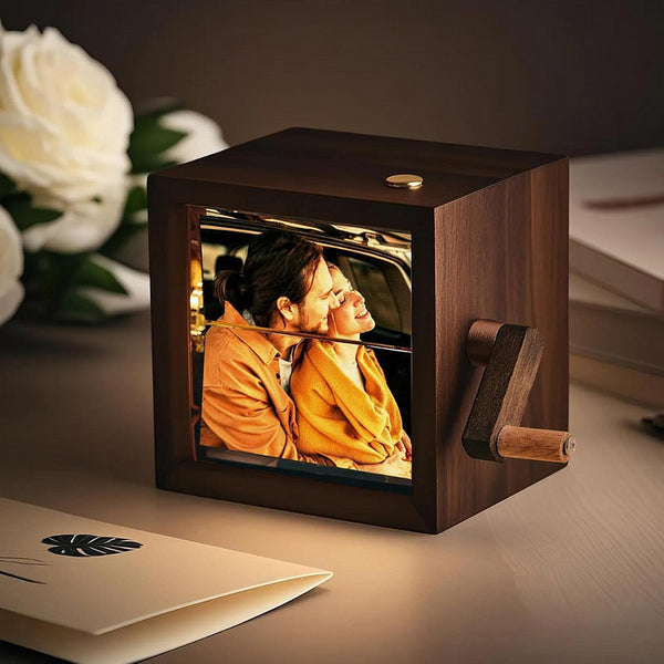 Custom Crank Photo Box, Best Christmas Gift for Couple, Anniversary Gift, Valentine's Day Gift