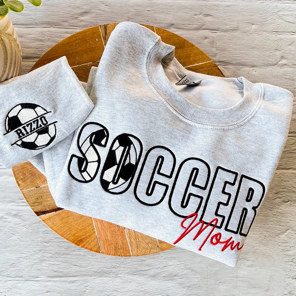 Personalized Game Day Mama Sweatshirt with kids name on the sleeve Football/Baseball/Soccer Mama