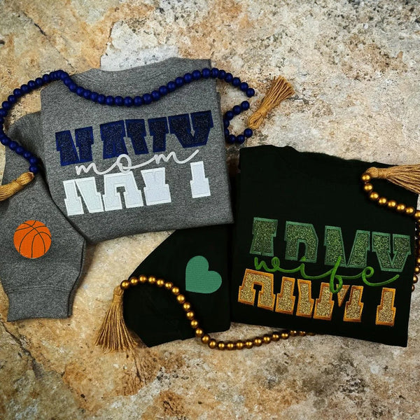 Custom Half + Half Glitter Embroidered Sweatshirt/Hoodie