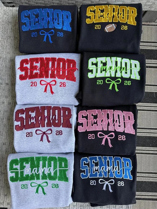 Custom Senior Mama With Year Glitter Embroidery T-shirt,Sweatshirt,Hoodie