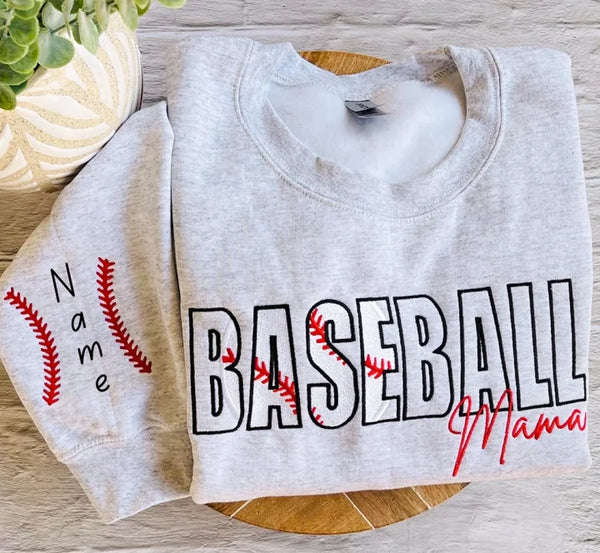 Personalized Game Day Mama Sweatshirt with kids name on the sleeve Soccer/Baseball/Football Mama