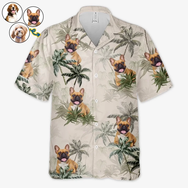 Custom Photo Unisex Tropical Hawaiian Aloha Shirt - Personalized Summer Vacation And Travel Gifts For Family, Dog Cat Lovers - Dog Vibes And Beach Tides