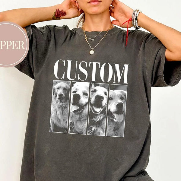 Custom Pets Photo Shirt, Personalized Pet Bootleg Sweatshirt Hoodie T-shirt