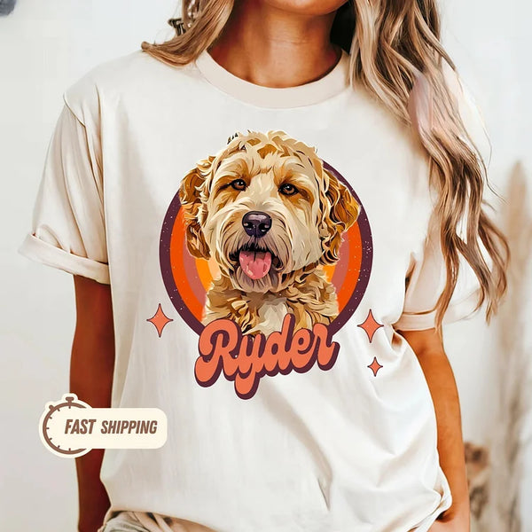 Vintage Retro Pet Shirt Pet Photo + Name Custom Dog Portrait Sweatshirt Hoodie T-shirt