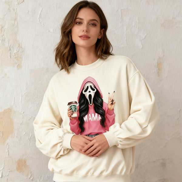 Halloween Cool MAMA Sweatshirt with Kid's Names on the Sleeve