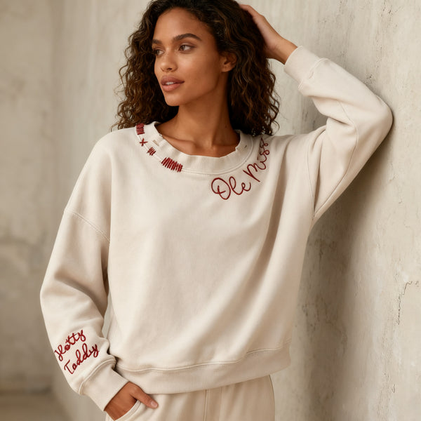 Vintage Custom- Personalized Embroidered Hand Distressed Crew Neck Sweatshirt
