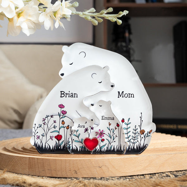 Hugging Bear Family Floral Version - Acrylic Bear Family Puzzle - Family Gift