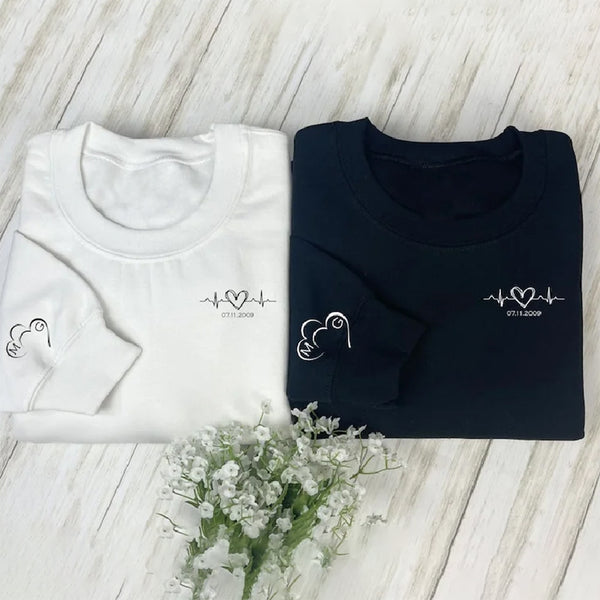 Custom Date and Initial Sweatshirt For Couple