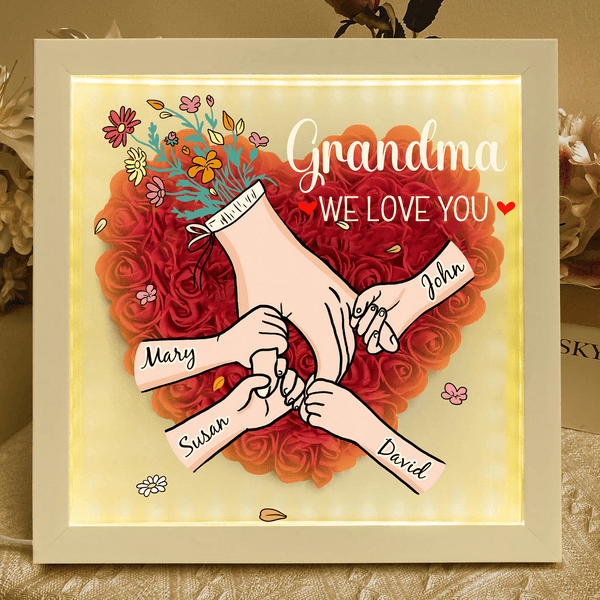 Family Love Blooms - Personalized Flower Shadow Box With Led Light