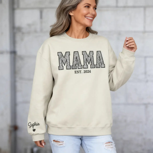 Custom Embroidered Applique Glitter Mama Sweatshirt - Gift for Mom