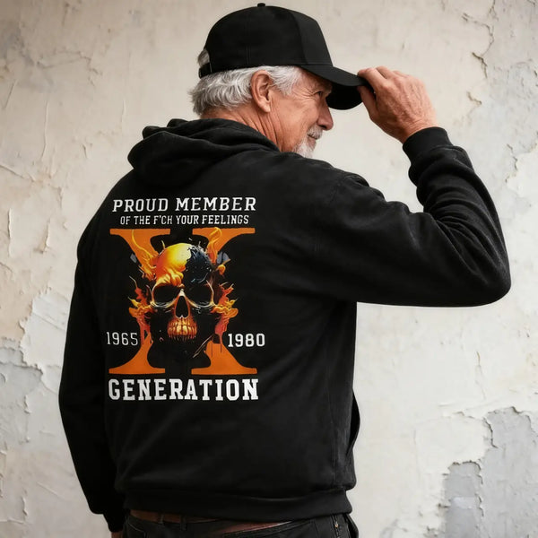 Custom Est Year Gen X Flaming Skull Sweatshirt/T-Shirt