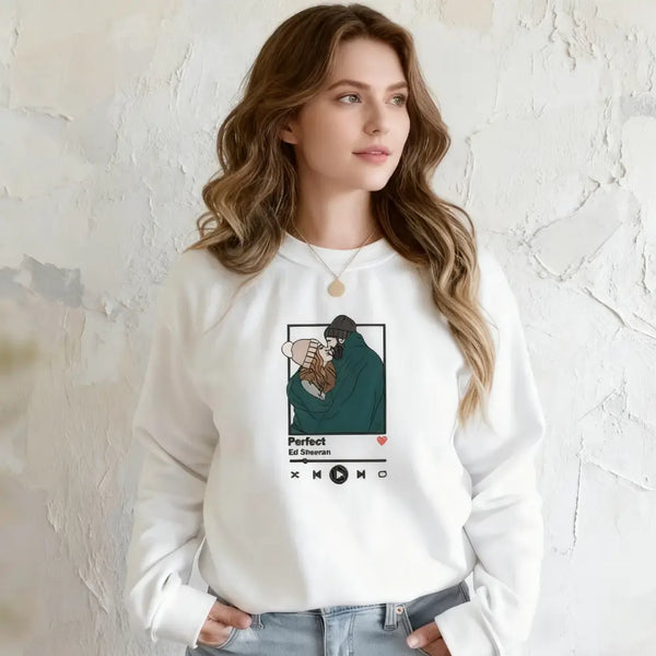 Custom Embroidered Portrait Sweatshirt Music Player Couple Family Gift For Him/Her