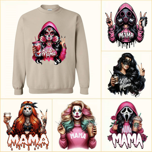 Halloween Cool MAMA Sweatshirt with Kid's Names on the Sleeve
