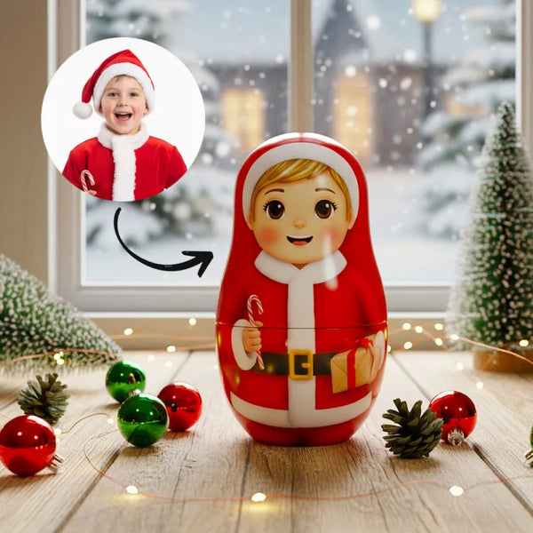 Personalized Portrait Nesting Doll Custom Photo Family Portrait Cartoon Style Gift Photo Christmas Gift