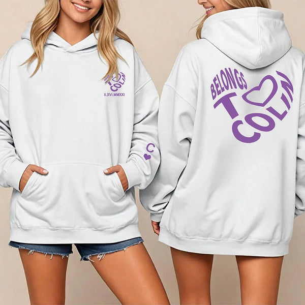 Belongs To Name, Custom Heart Design, Couple Unisex Sweatshirt, Holiday Gift, Birthday Gift, Anniversary Gift